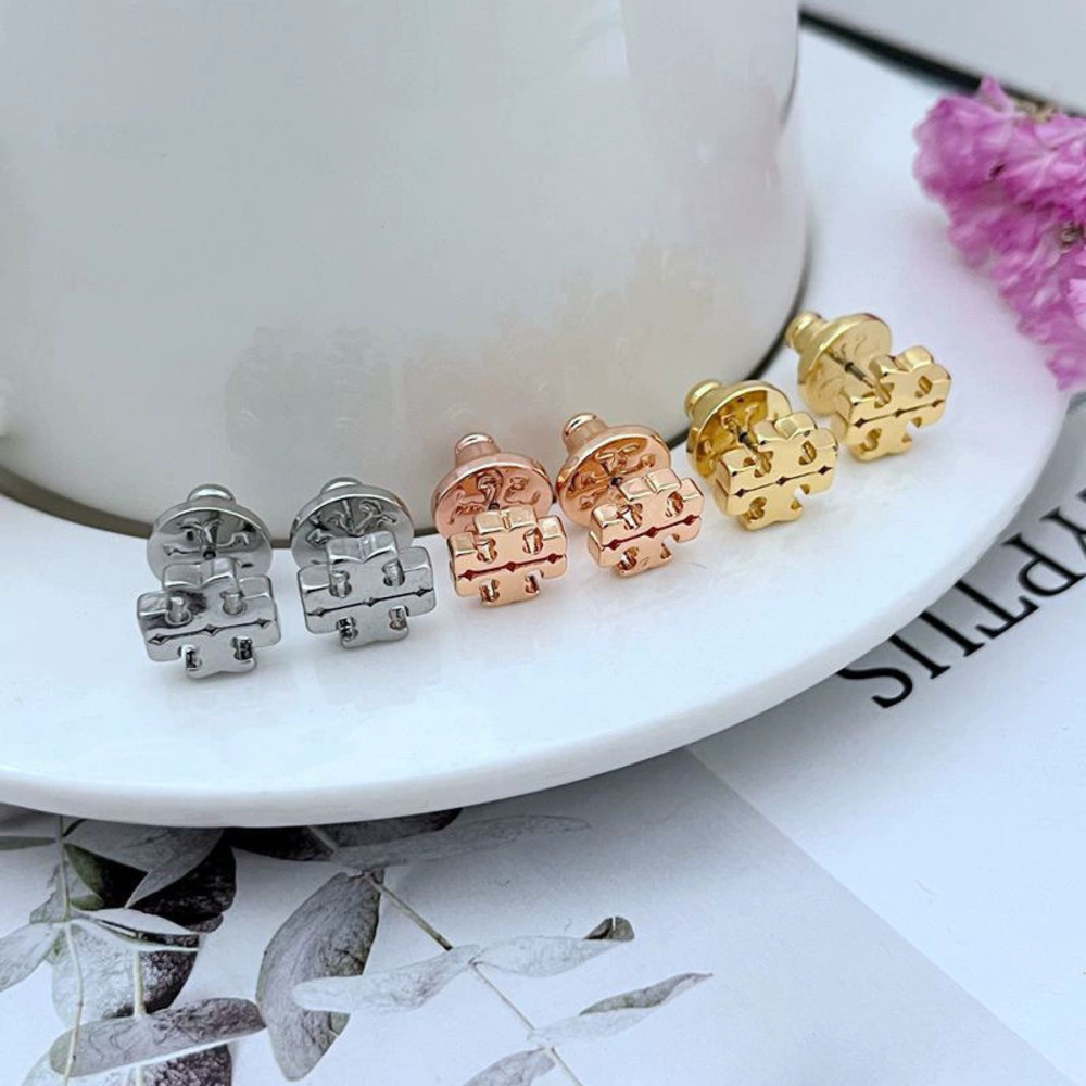 Tory Burch Gold Plated Copper Letter Earrings
